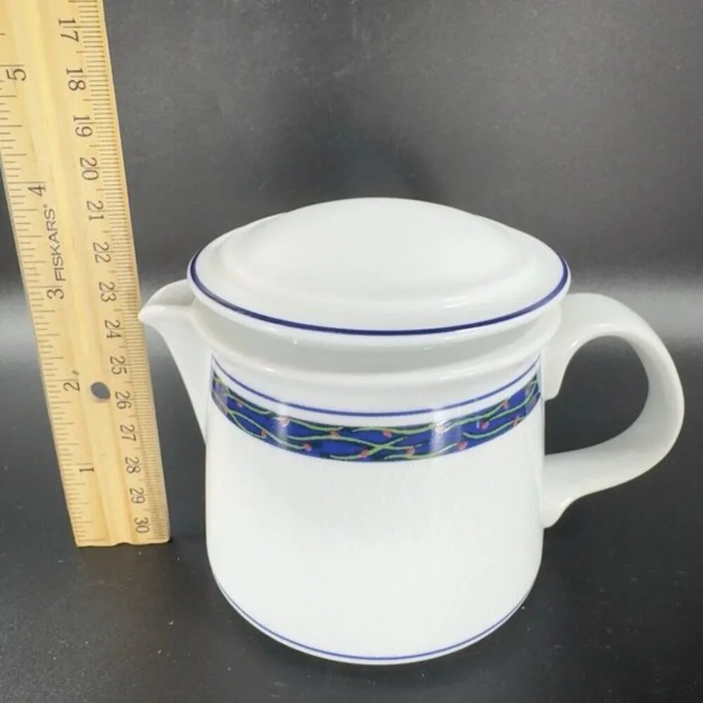 Dansk New Scandia‎ Porcelain Trellis Floral Sugar And Creamer Blue White Set 2